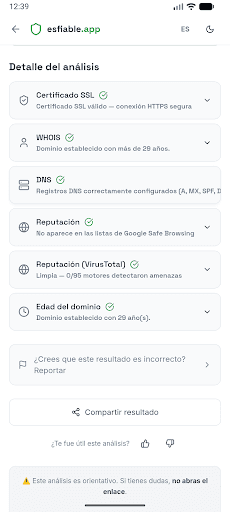 Update esFiable | Escaner de Enlaces Latest Version - esFiable | Escaner de Enlaces Android Screenshot 6
